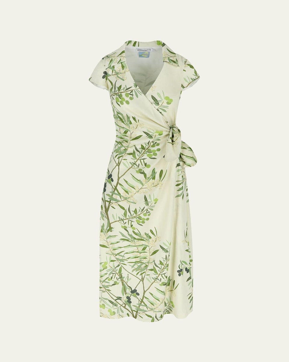 Olive Tree Print Wrap Dress